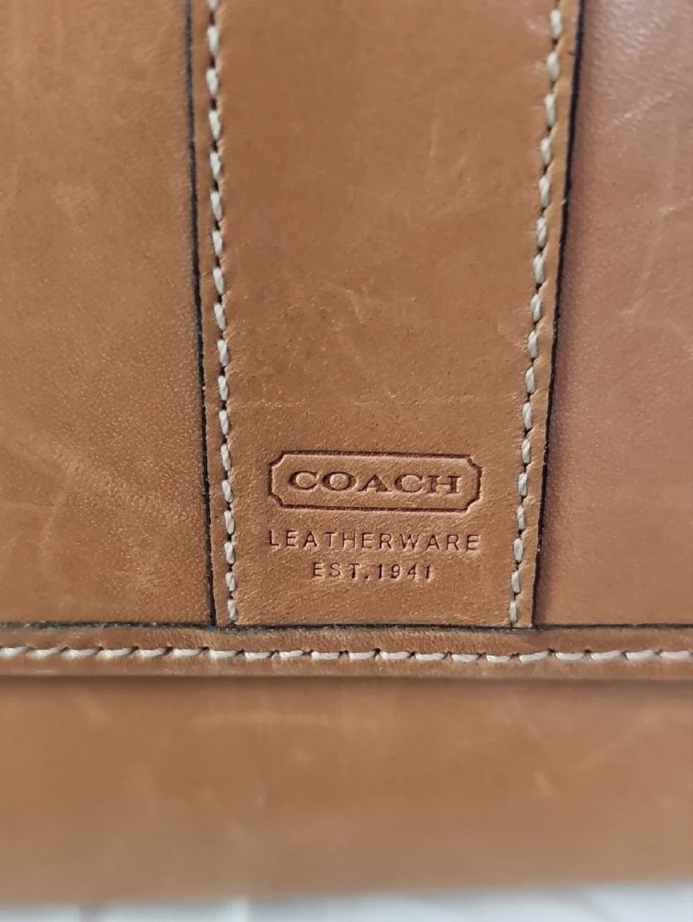 Coach Tan Leather Fold-Over Wallet